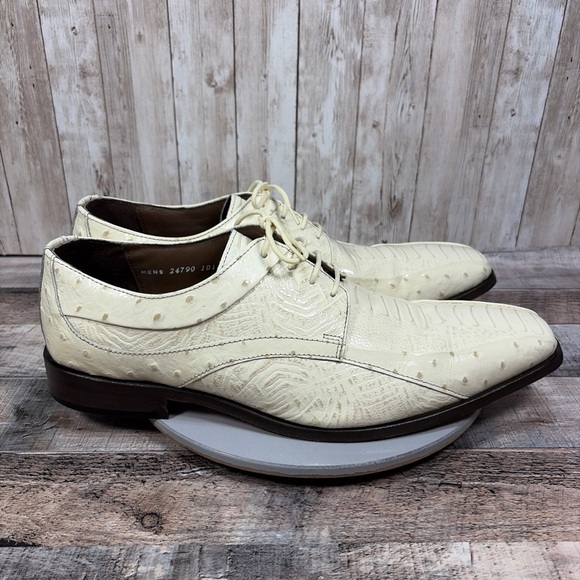 Stacy Adams Mens Cream-Colored Leather Croc Snake Print Derby Size 13 M - Picture 7 of 16